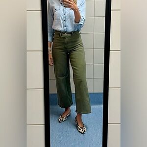 Olive Green Women's Jeans - Target Sailor Wide Leg size 4